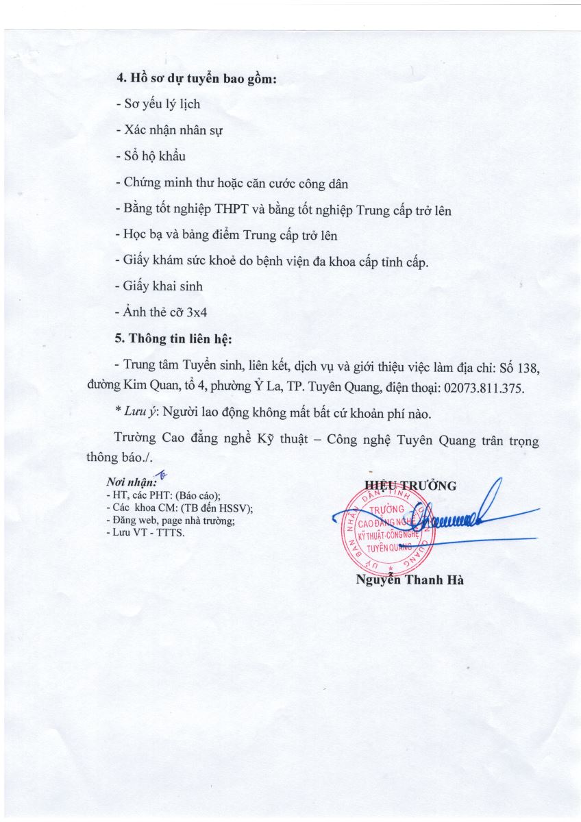 Thumbnail Quyết định Số: 33/QĐ-CĐNKTCN Về việc thu hồi, hủy bỏ Bằng tốt nghiệp trung học chuyên nghiệp